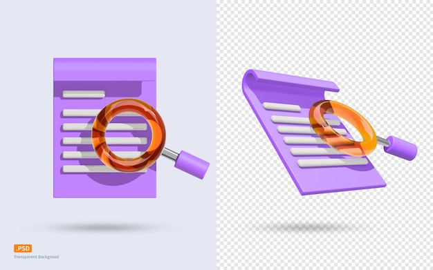 PSD un icono de búsqueda de documentos en 3d