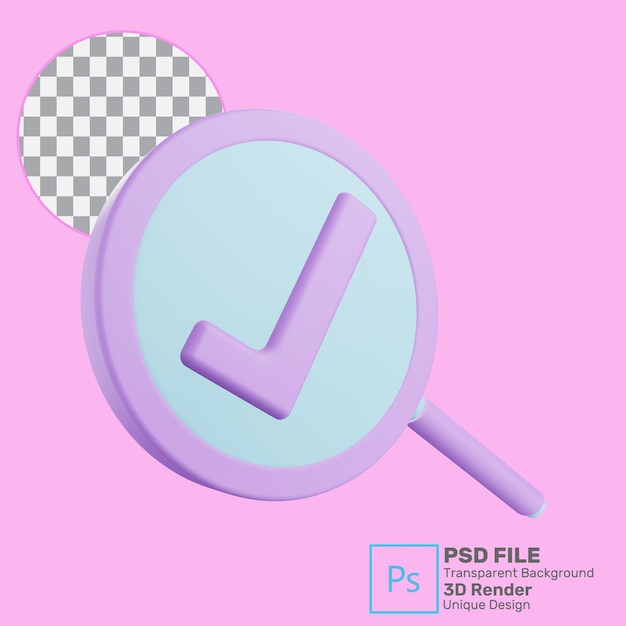 icono de búsqueda y verificación 3d premium psd