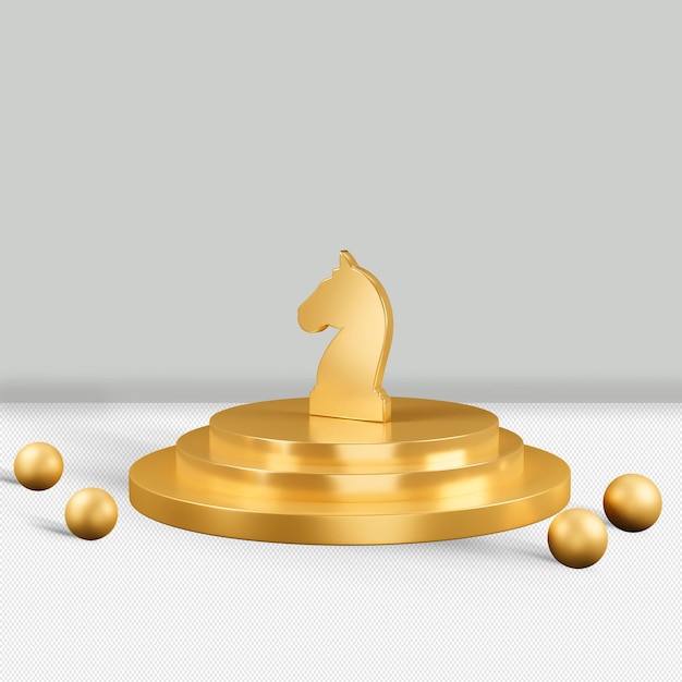 Icono de caballo de oro aislado render 3d