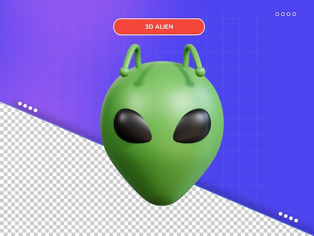 PSD el icono de la cabeza alienígena en 3d