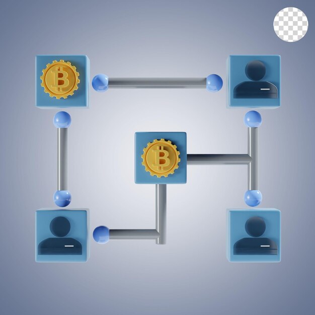 PSD icono de la cadena de bloques en 3d