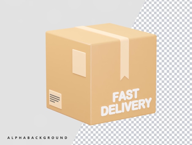 Icono de caja de cartón elemento 3d psd