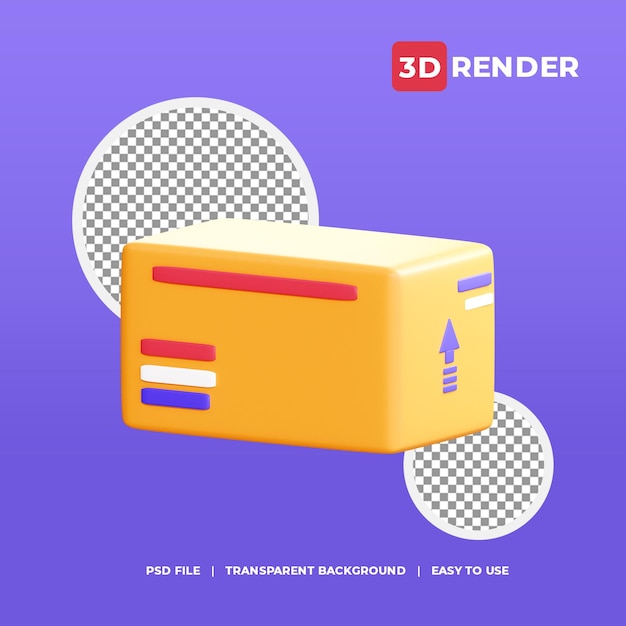 Icono de caja de entrega 3d con fondo transparente