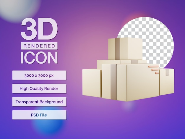 icono de caja de entrega de carga renderizada en 3d