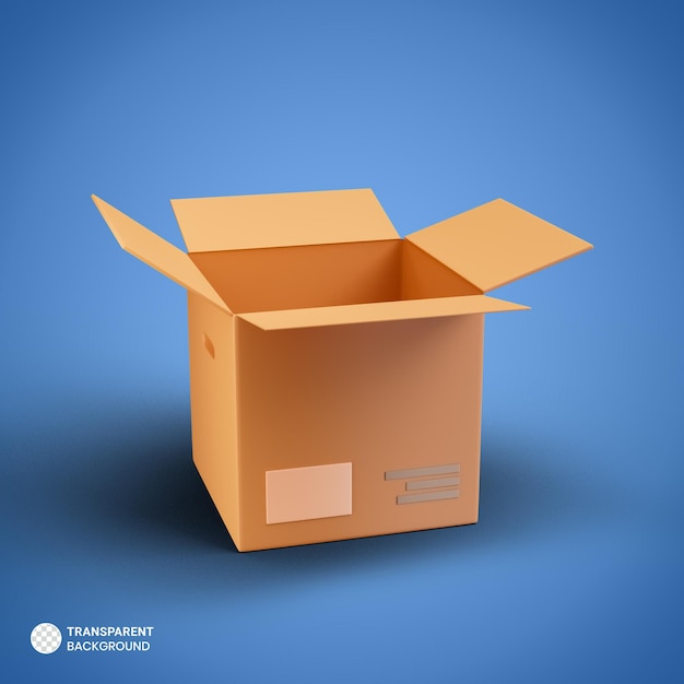 PSD icono de caja de entrega de cartón aislado 3d render ilustración