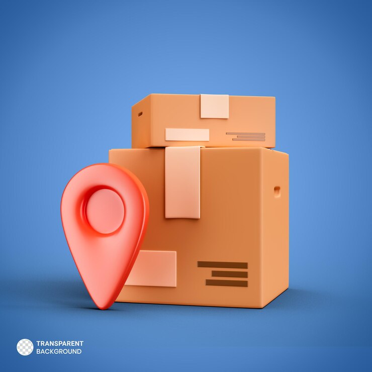 PSD icono de caja de entrega de cartón aislado 3d render ilustración