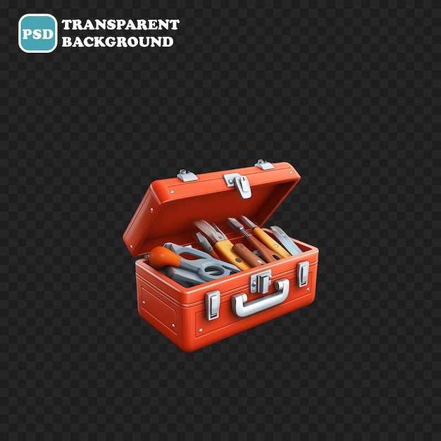 PSD icono de la caja de herramientas aislado ilustración de renderizado 3d