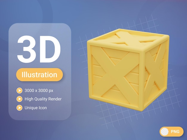 icono de caja de madera 3d