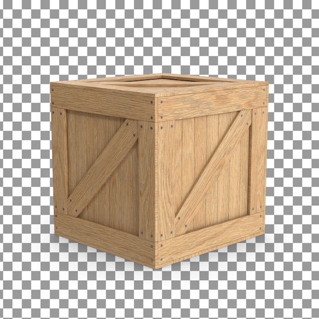 Icono de caja de madera psd 3d sobre fondo aislado y transparente