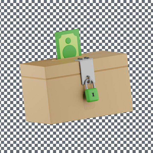 Ícono de caja PSD 3D en fondo aislado y transparente