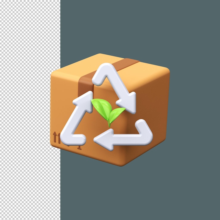 PSD icono de caja de reciclaje 3d uso de embalaje ecológico para la entrega