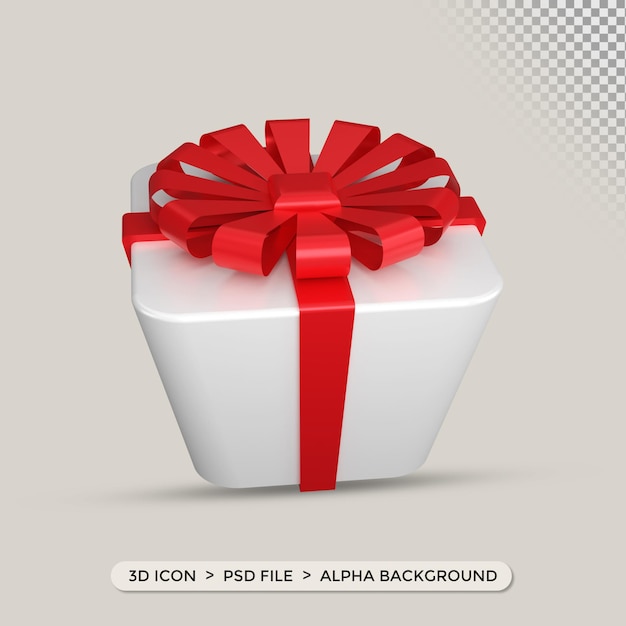 Icono de caja de regalo blanca en renderizado 3d