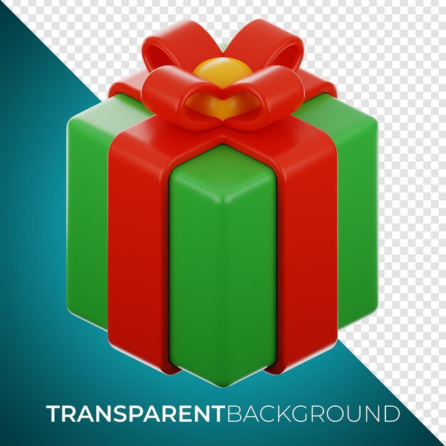Icono de caja de regalo de invierno de Navidad premium Representación 3d sobre fondo aislado PNG