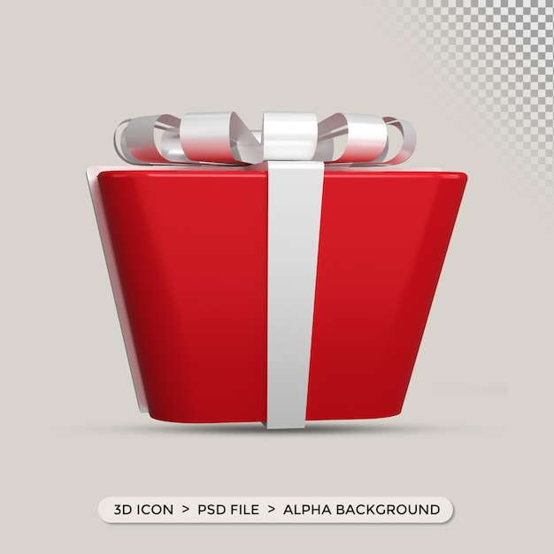 Icono de caja de regalo roja en renderizado 3d