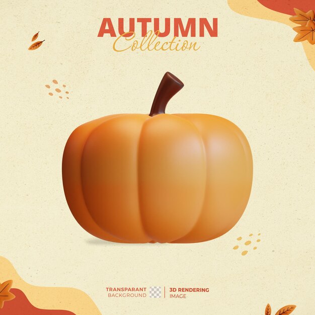 PSD icono de calabaza 3d de la colección de elementos de otoño