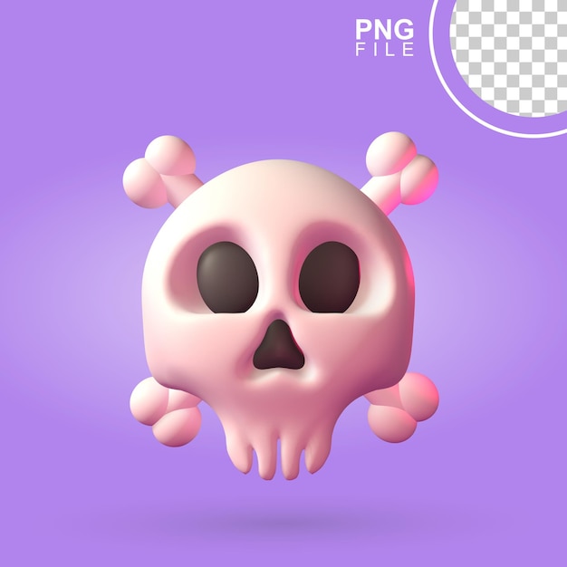 Icono de calavera lindo 3D