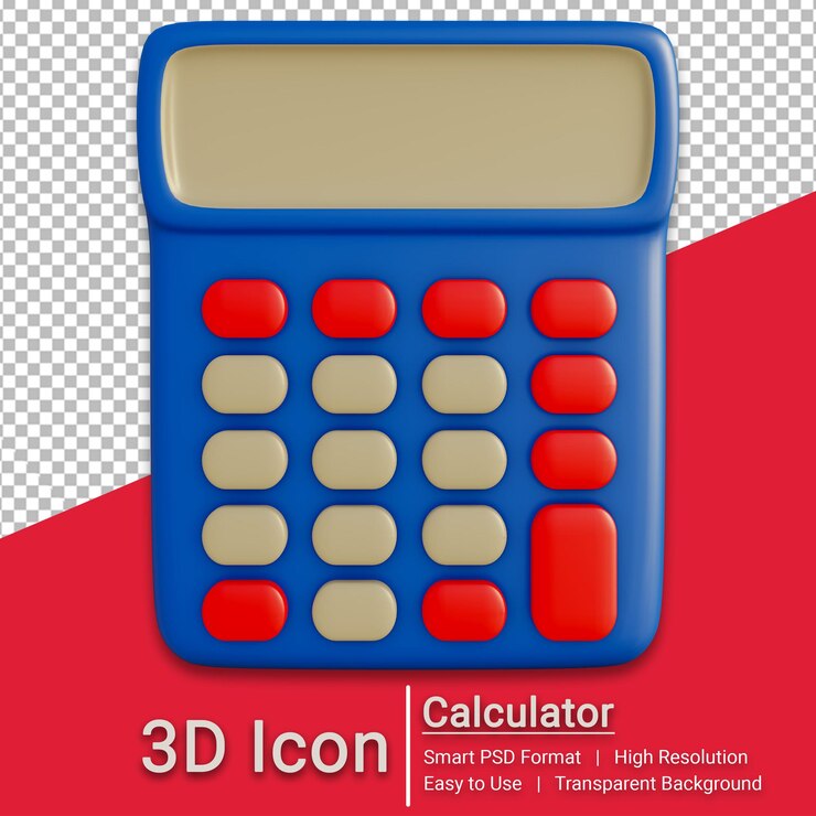 PSD icono de calculadora 3d render con fondo transparente