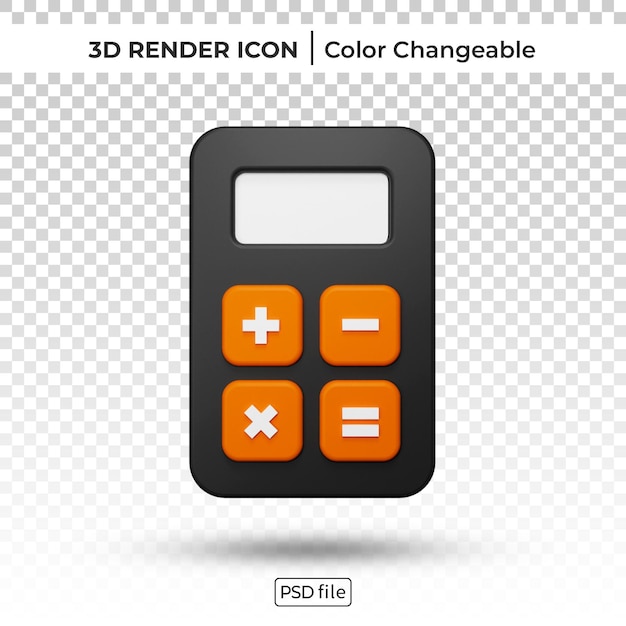 Icono de calculadora 3d render icono cambiable de color