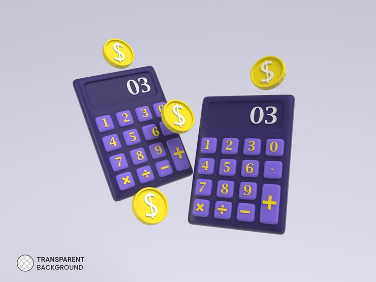 PSD icono de calculadora aislado 3d render ilustración