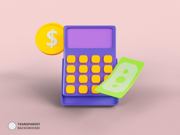 PSD icono de calculadora aislado 3d render ilustración