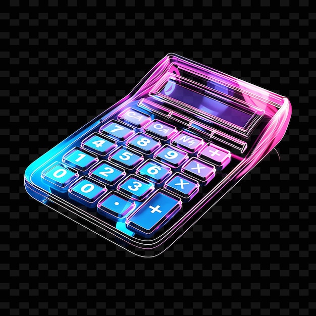 PSD icono de calculadora de vidrio opaco y reluciente con contorno de diseño isométrico y2k forma decorativa de tendencias