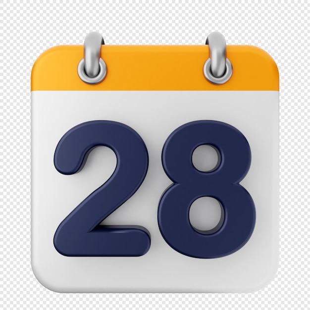 El icono del calendario 3D 28