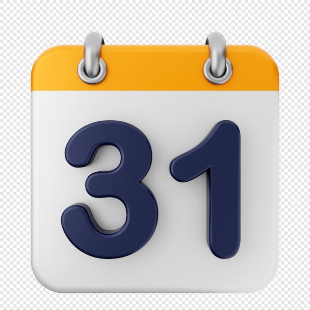 El icono del calendario 3D 31