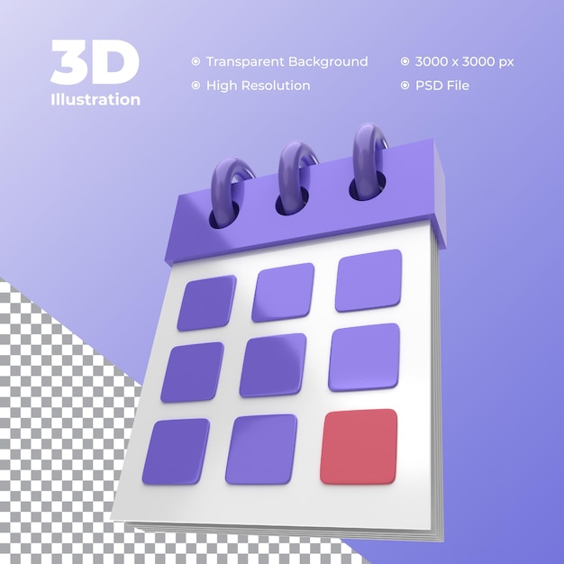 Icono de calendario 3d