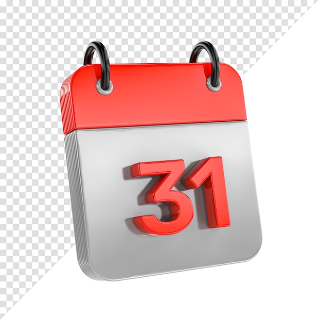 Icono de calendario aislado 3d render ilustración