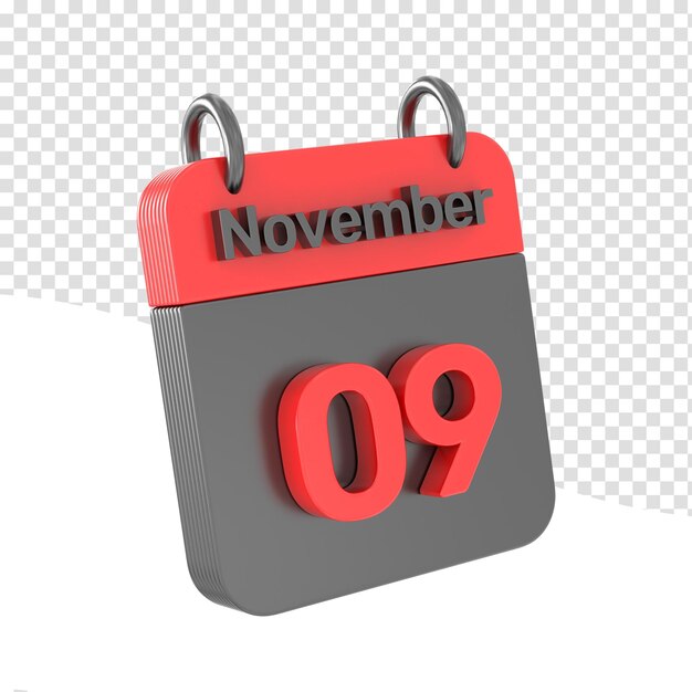 PSD icono de calendario aislado 3d render ilustración