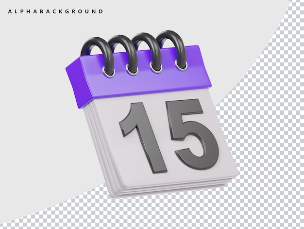 El icono del calendario es una ilustración de renderización 3D