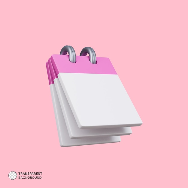 icono de calendario de escritorio aislado 3d render ilustración