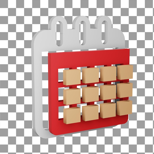 PSD icono de calendario de fechas en 3d