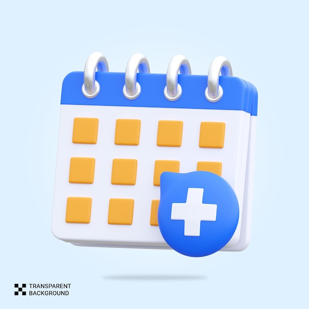 El icono del calendario médico psd 3d