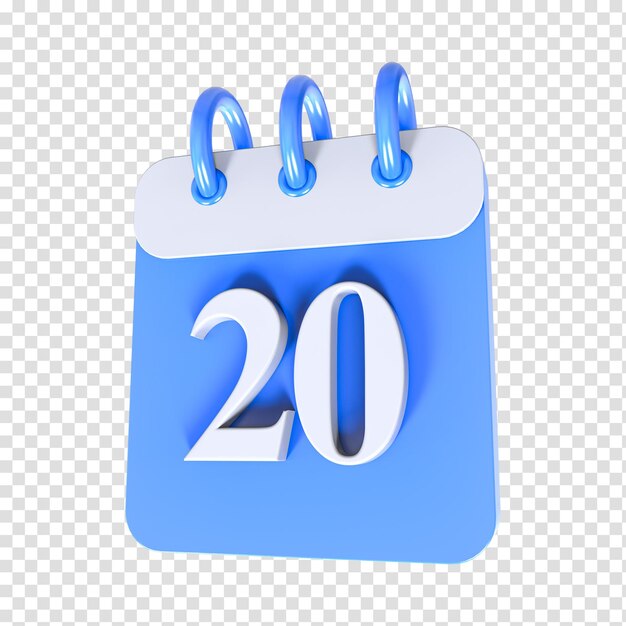 icono calendario número 3d renderizado