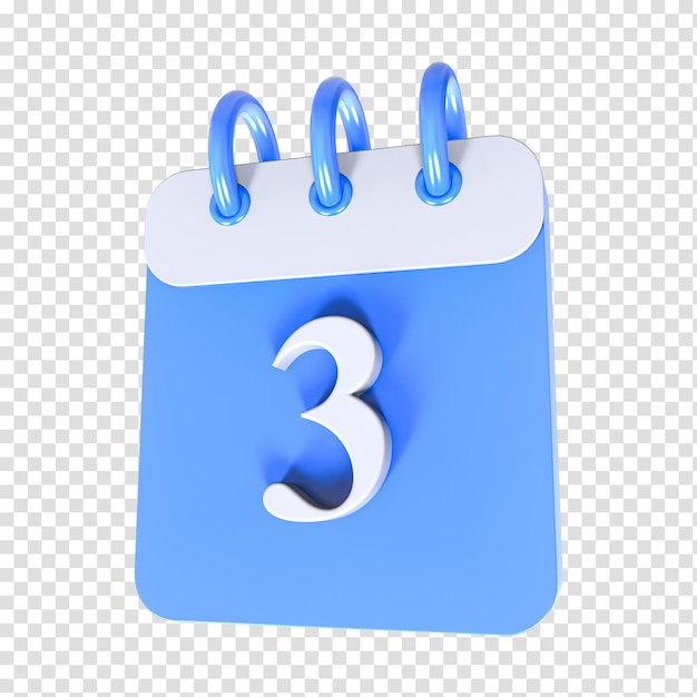 icono calendario número 3d renderizado