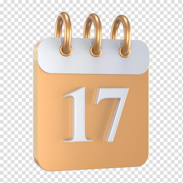 Icono calendario número 3d renderizado