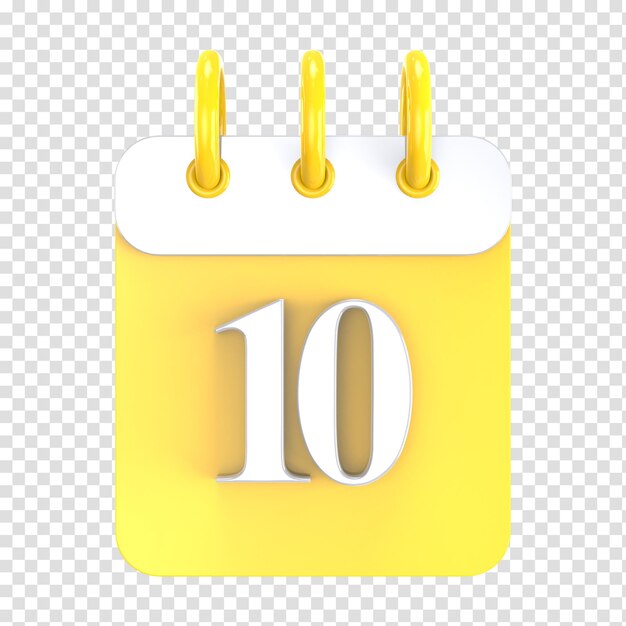 icono calendario número 3d renderizado