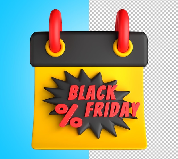 PSD icono de calendario de viernes negro 3d