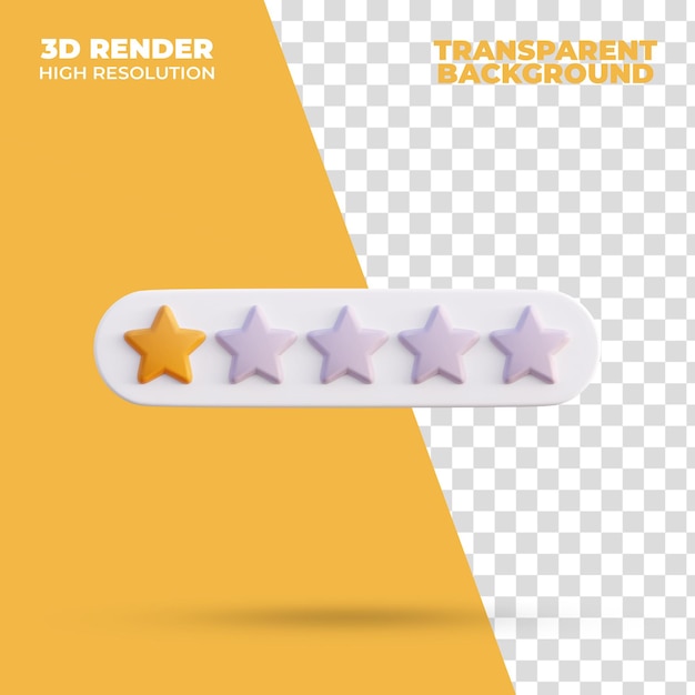 Icono de calificación de una estrella 3d render aislado