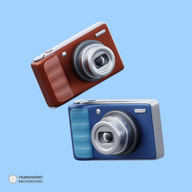 Icono de cámara de bolsillo digital aislado 3d render ilustración
