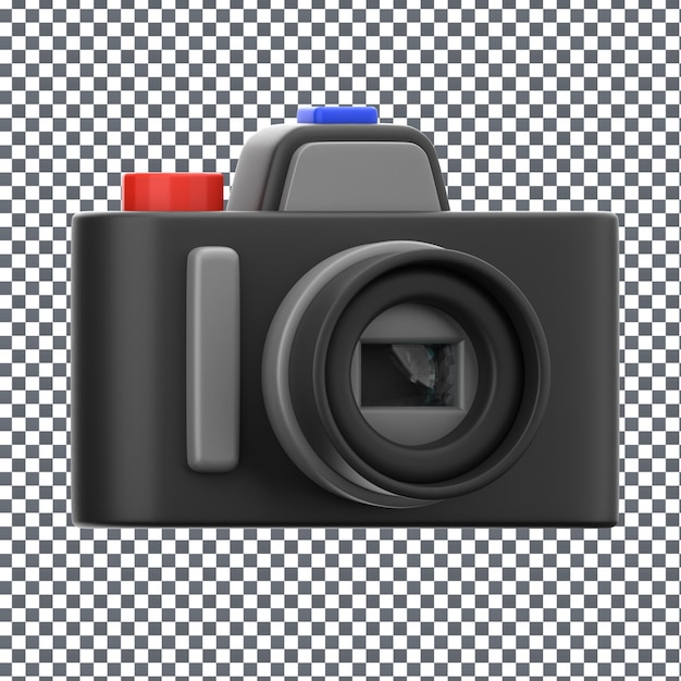 Icono de la cámara PSD 3D en fondo aislado y transparente