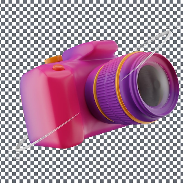 Icono de la cámara PSD 3D en fondo aislado y transparente
