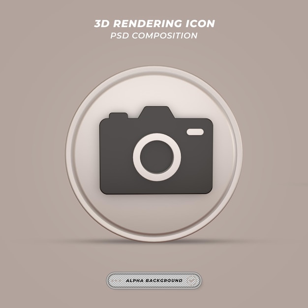 PSD icono de cámara en renderizado 3d