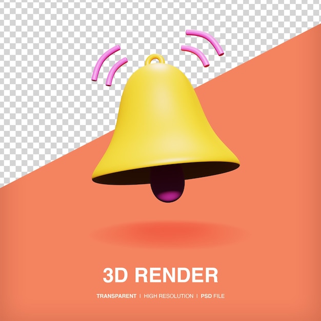icono de campana de notificación 3d
