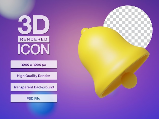 icono de campana renderizado en 3d