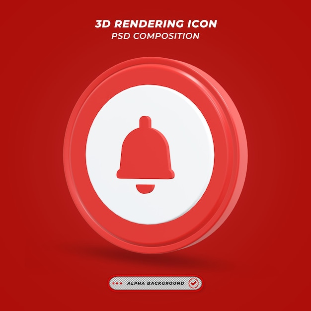 PSD icono de campana en renderizado 3d