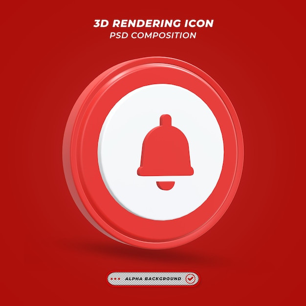 PSD icono de campana en renderizado 3d