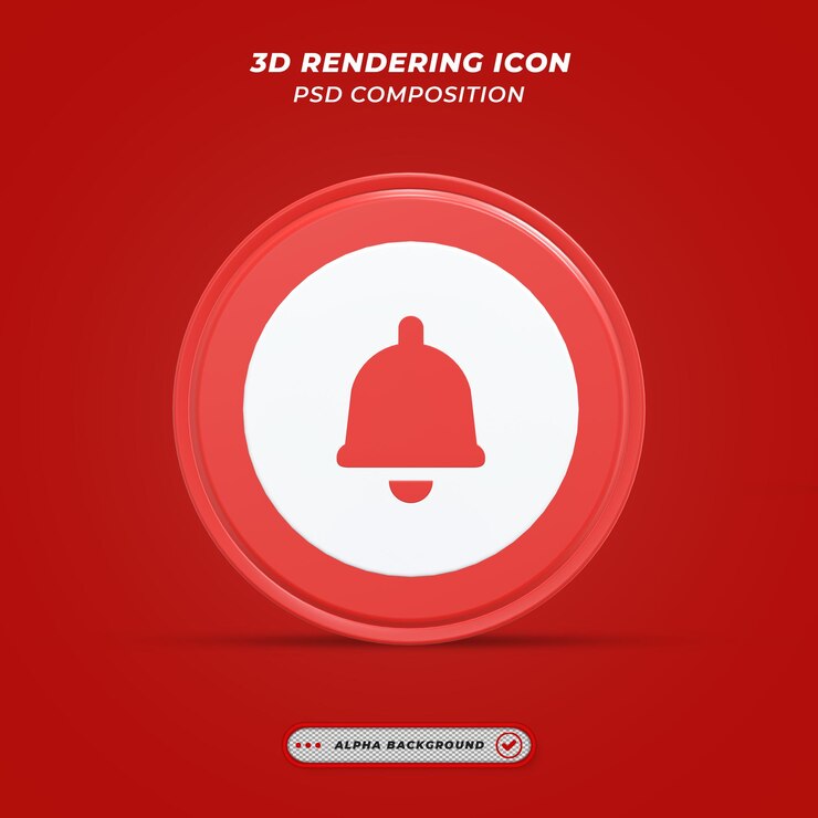PSD icono de campana en renderizado 3d