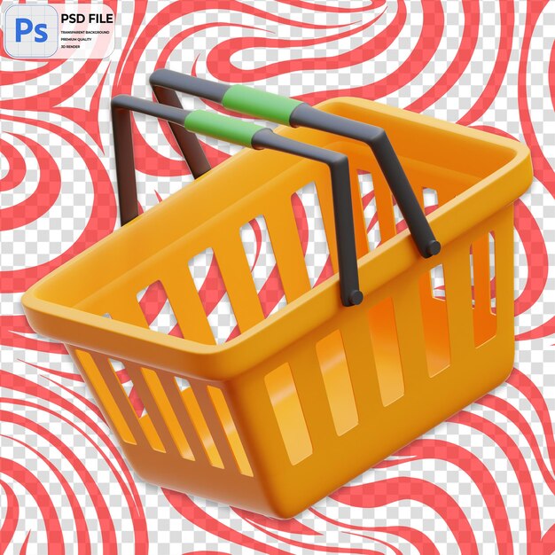 Icono de la canasta de compras 3D aislado Ilustración PNG plantilla PSD